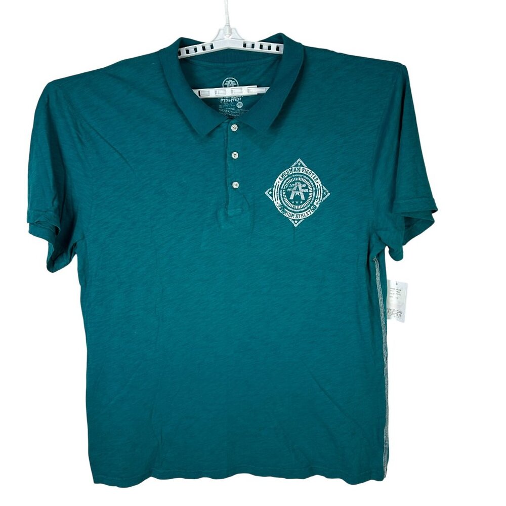 American Fighter Teal Graphic Polo Shirt 3XL 100% Cotton Premium Athletics